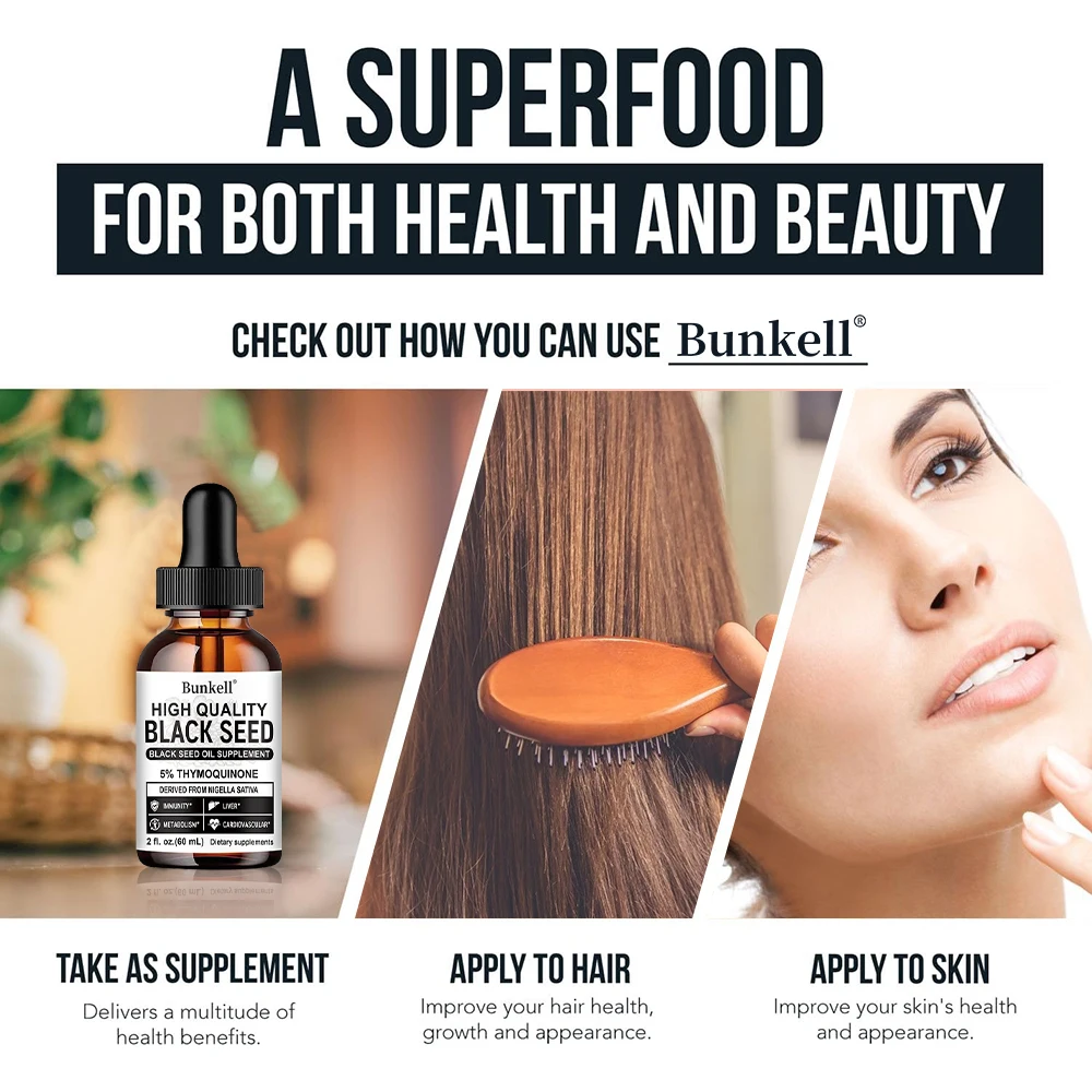 Black Seed Oil Liquid Drops - Cold Pressed Nigella Sativa,Digestive & Immune Support, Brain Function, Joint Mobility,Gluten Free