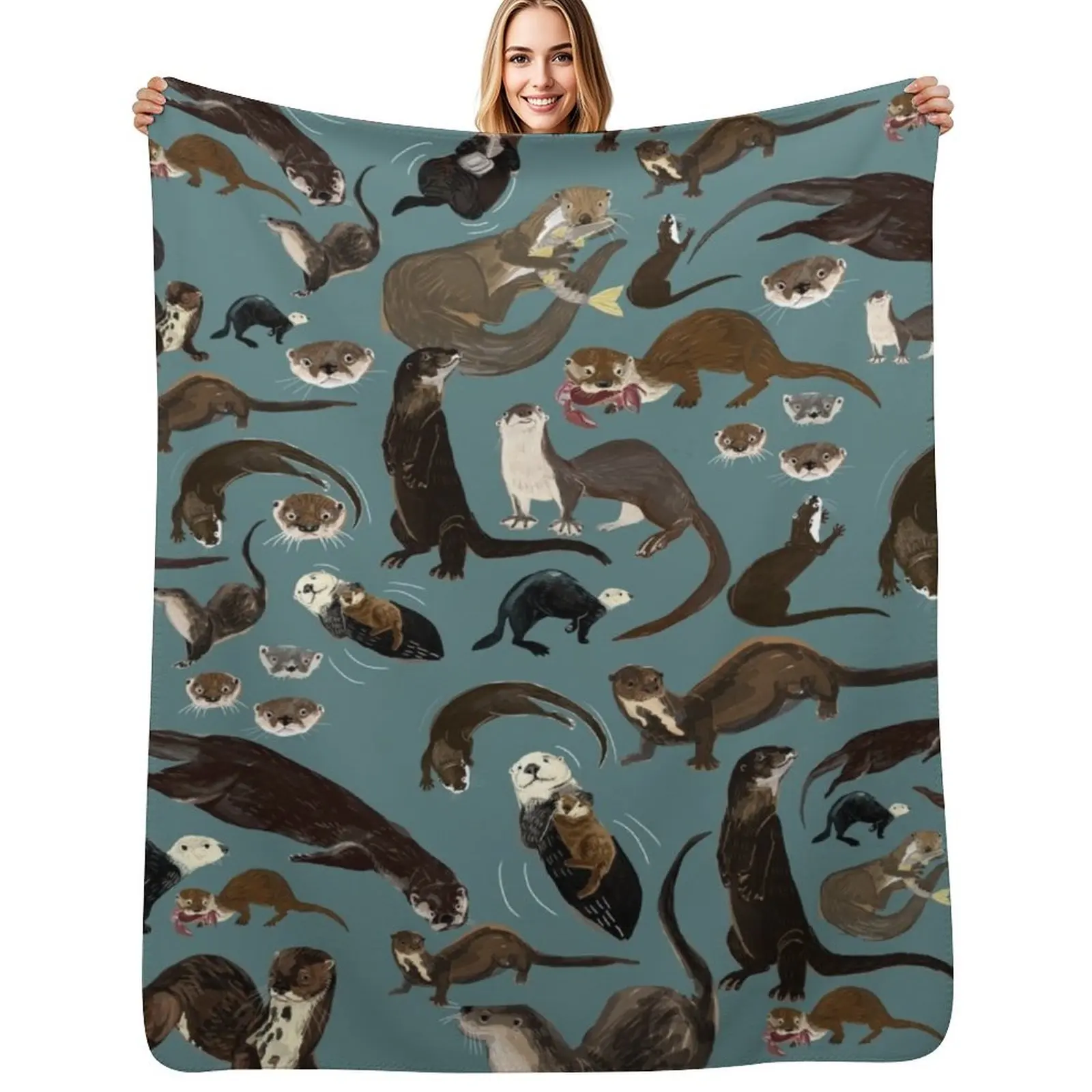 

Sea Otters Throw Blanket warm winter Multi-Purpose for babies Large Blankets