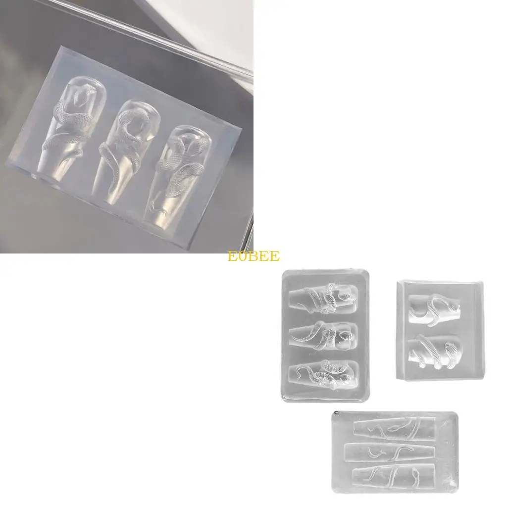

E0BE 3 Piece Silicone Snake Art Mold Set DIY Crafting Reusable Jewelry Accessory
