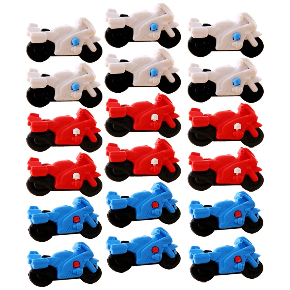 

Набор из 20 ластиков в форме мотоциклов для детей: безопасные мини-ластики с мультяшными персонажами оптом для школьников и классов