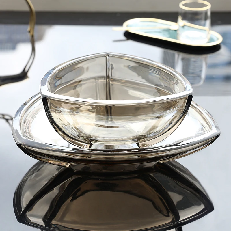 

Fruit plate creative European modern living room fruit plate Nordic crystal glass household thickened
