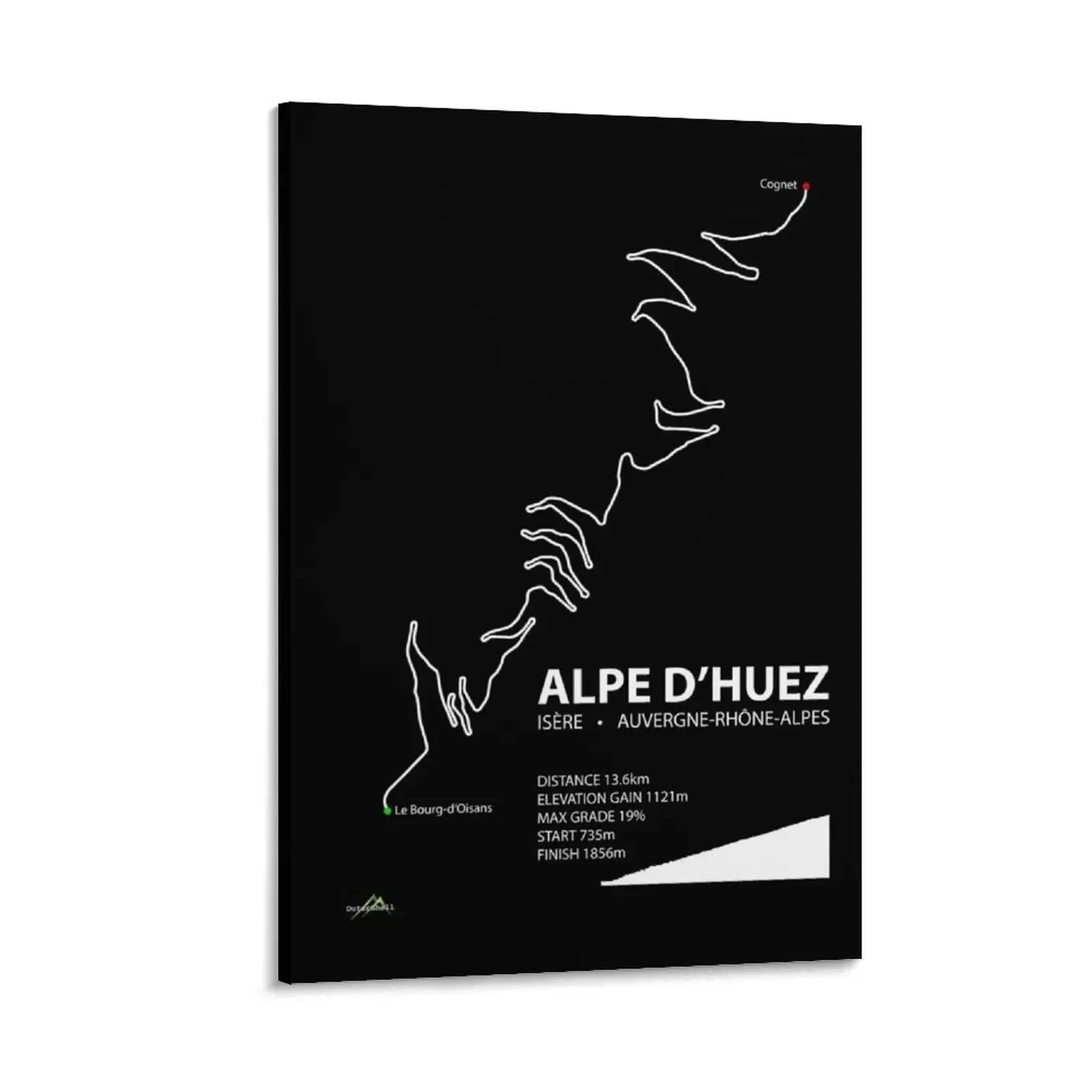 

Alpe d'Huez, Auvergne-Rhne-Alpes, France Cycling Trail Map Art Print Canvas Painting wall decor wall decoration paintings