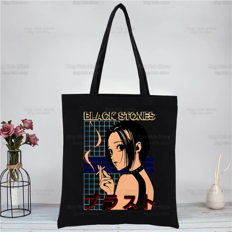 Anime japonês Manga Shopper Bag, Nana Osaki, Bolsa de Lona, Sacos De Ombro, BLAST Saco De Compras, Pano Preto, Eco Friendly