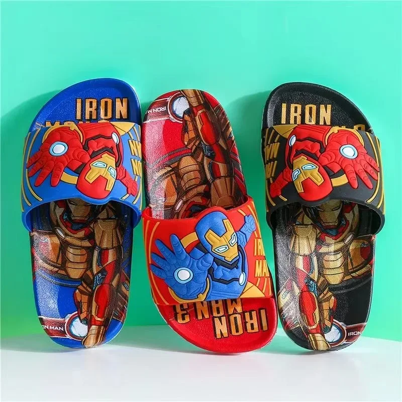 Baby Girls Summer Slippers Kids Boys Beach Shoes Children Flips Flops Cartoon Iron Man Captain America Indoor Home Slippers