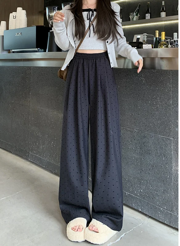 Szerokie spodnie z frędzlami, elastyczna talia, proste nogawki, damskie, jesienne, ocieplane, o prostym kroju, retro, młodzieżowe, do szkoły, do pracy, flanelowe spodnie.