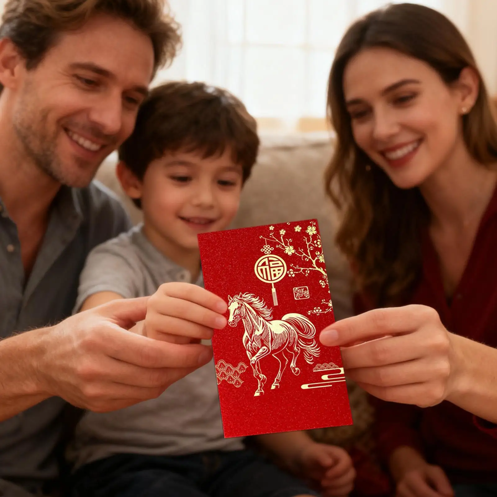 مظاريف حمراء للمال 6 قطع حزمة عملات على شكل حصان 2026 نمط سحابة ميمونة مغلفات حمراء للعام القمري الجديد للأولاد