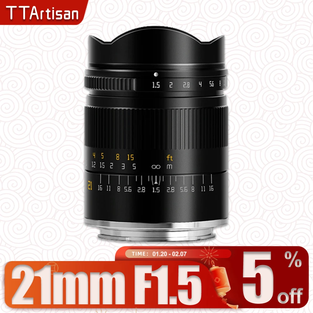 TTArtisan 21mm F1.5 Full Frame MF Wide Angle Camera Lens for Photography Sony A7 A5000 NEX-3N Canon RF Nikon Z5 Sigma L Mount