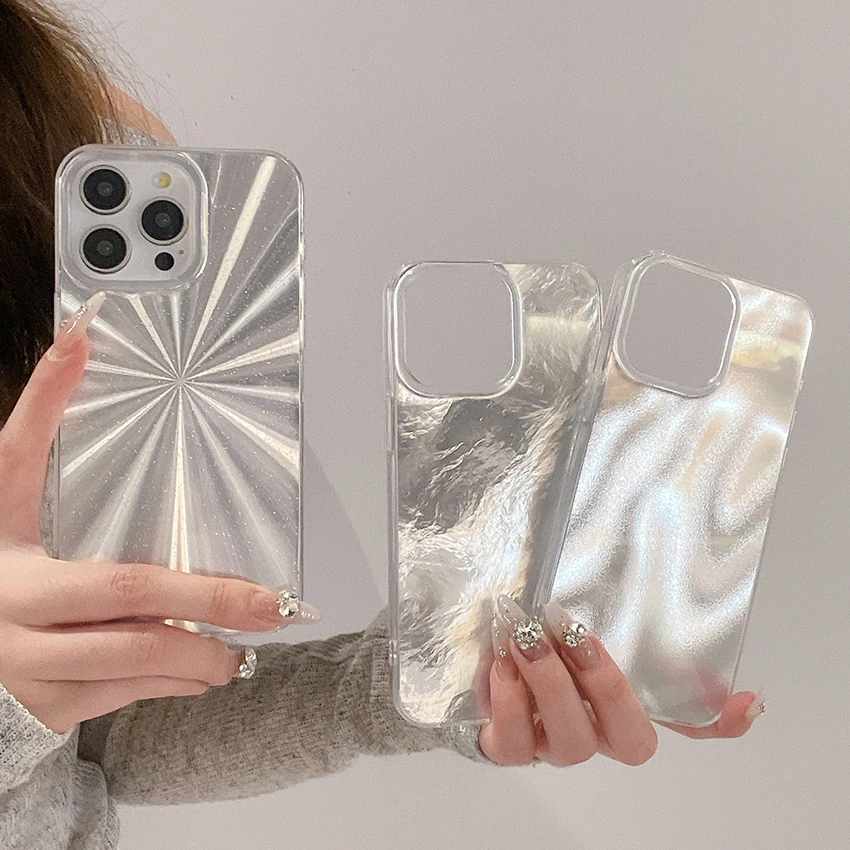 حافظة هاتف ملونة انبهار بالليزر لهاتف آيفون 16 15 14 13 برو 12 11 ماكس تموج الماء 16 برو 17 برو 15 برو حافظة هاتف صلبة 14 برو ماكس