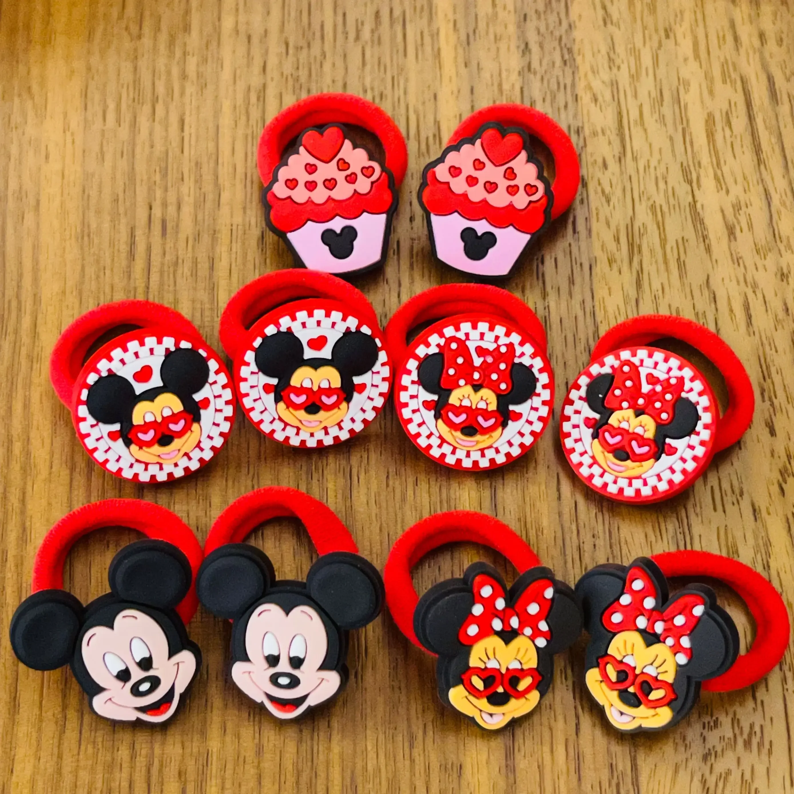 10PCS Mickey Minnie Daisy Donald Duck Disney Elastic Hair Rubber Band Headband Hair Accessories Girls Cartoon Hair Bows Gifts