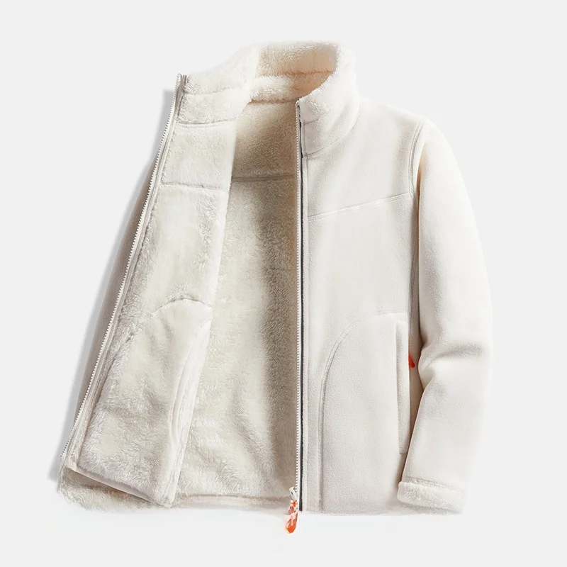 

Двусторонняя куртка унисекс из кораллового флиса для пар, зимняя теплая, приталенная, эксклюзив онлайн-продажи