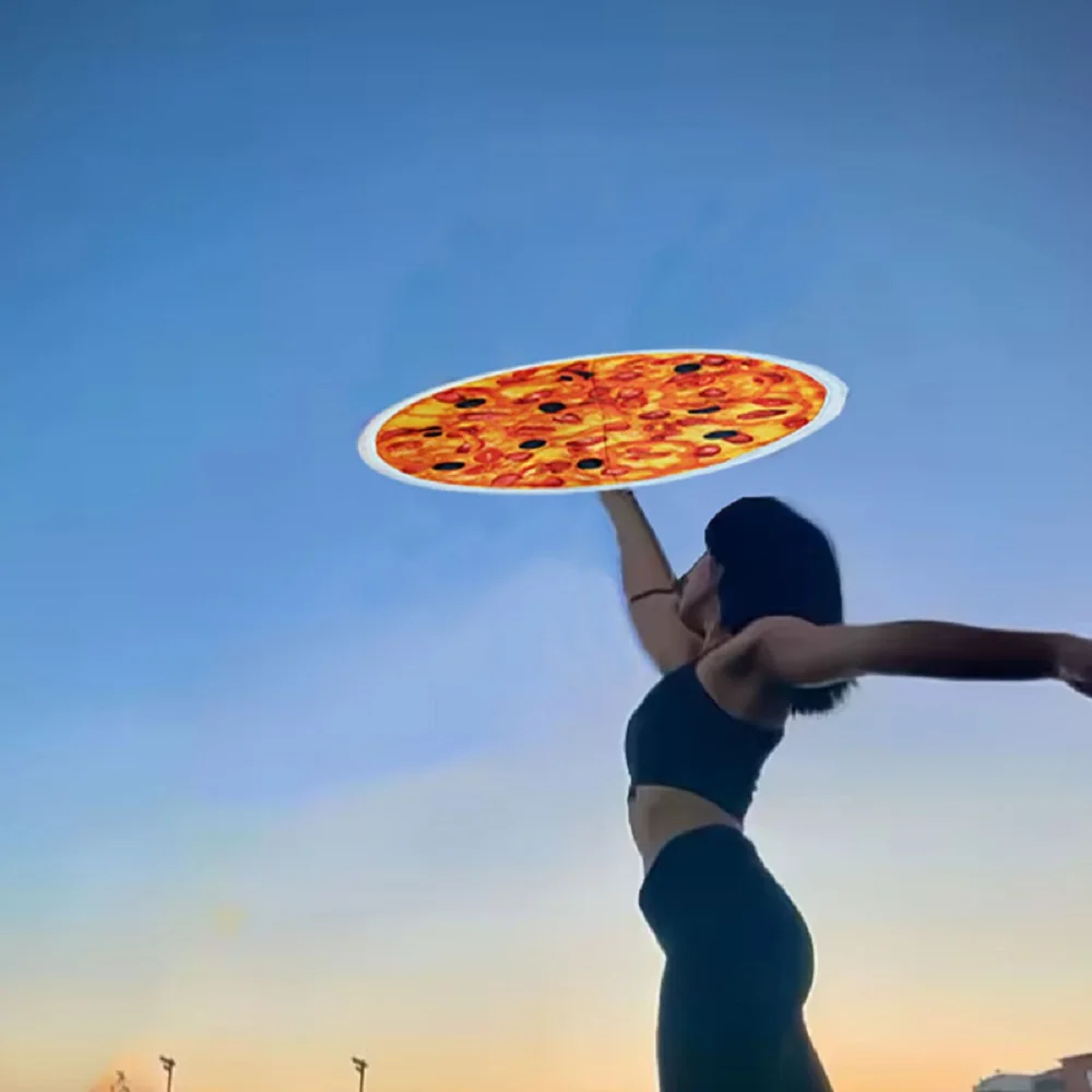 Dapo Spinning Dance Handkerchief Round Pizza Pattern Lycra Flying Handkerchief 67cm*67cm Customizable Rotating Handkerchief