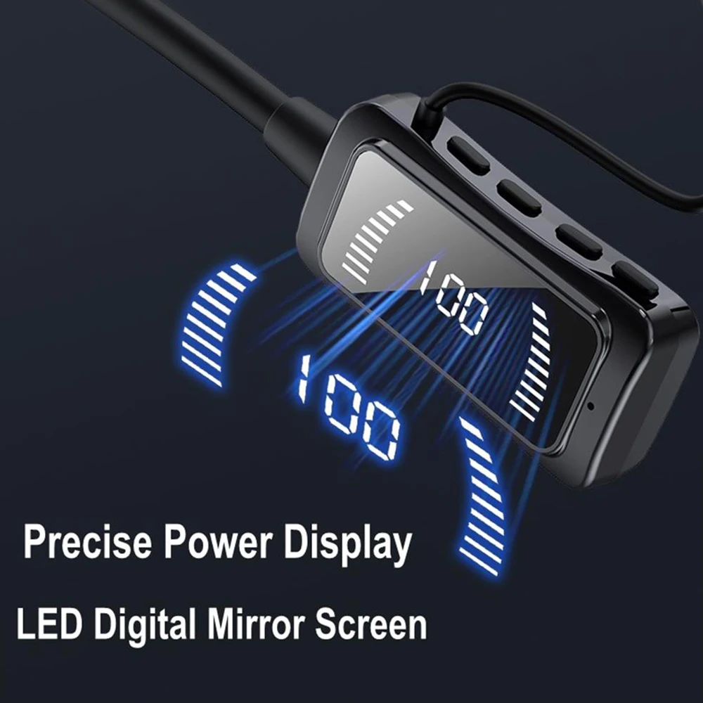 سماعات بلوتوث LED مغناطيسية مزودة بتقنية البلوتوث 5.3 سماعات بشريط حول الرقبة HiFi Sound سماعات أذن رياضية مع ميكروفون وبطاقة TF