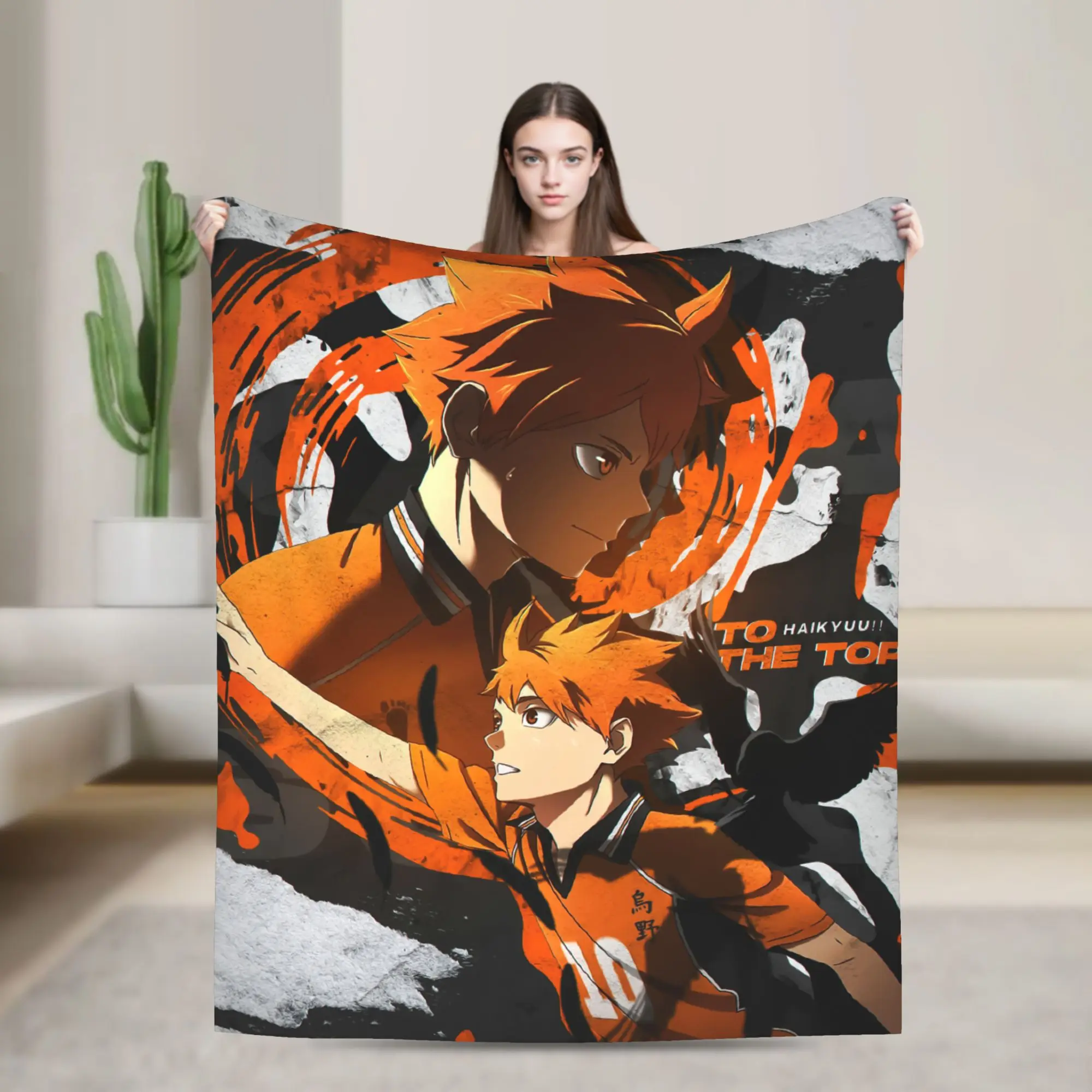 Haikyuu Japanische Anime-Decken, Fleece, für alle Jahreszeiten, atmungsaktiv, leicht, Überwurfdecken für Bettwäsche, Couch, Steppdecke