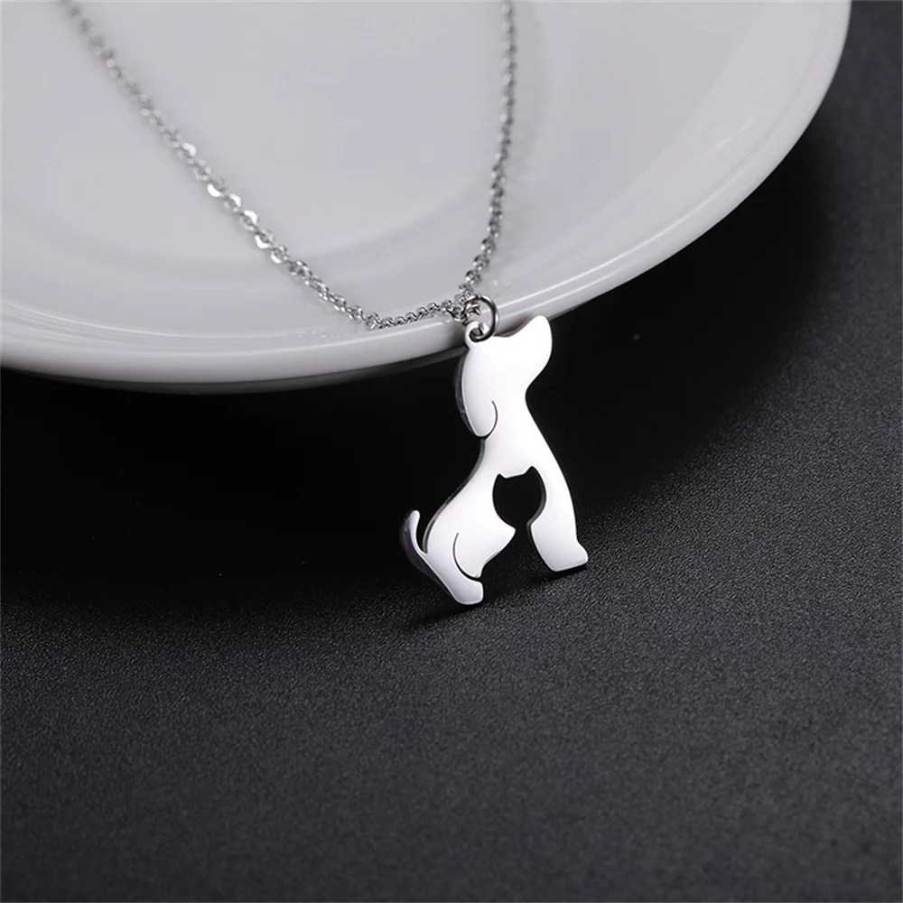 My Shape Cute Puppy Dogs Pendant Necklace for Women Girl Stainless Steel Animal Samoye Dachshund Dog Jewelry Dogs Lovers Gifts