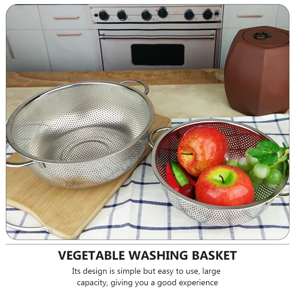 

3 Pcs Drain Basin Set Wash Vegetables Basket Multifunctional Draining Bowl Washing Fruits and Drainage for Food