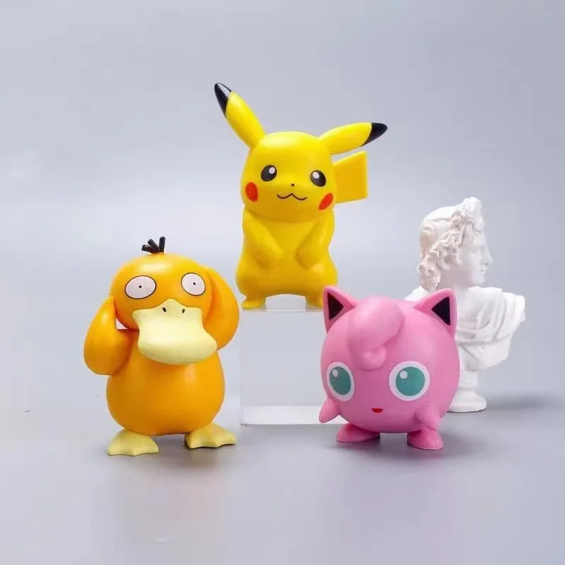 6PCS Pokemon Anime Figure Toys Pikachu Squirtle Charmander Decoration Ornaments Action Figure Car Accessories Kid’s Gift