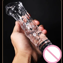 Reusable Penis Sleeve Extender Reusable Condoms Sex Toys for Men Dick Enlarger Extend 4/7/10cm Cock Sleeve Transparent/Flesh