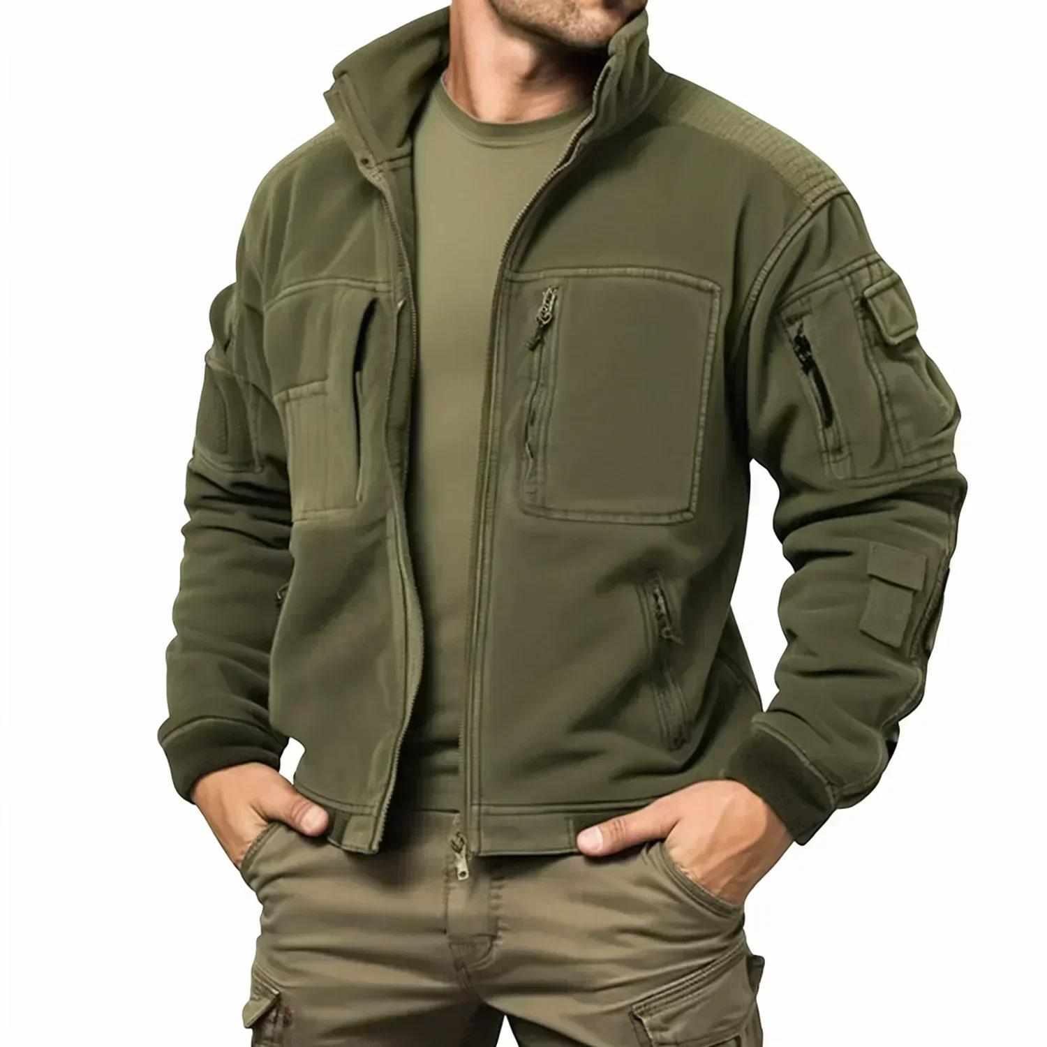 Men\'s Vintage Polar Fleece Cargo Jackets