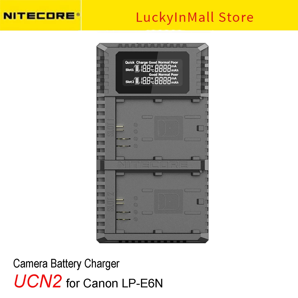 

Nitecore UCN2 Pro Dual Slot USB QC LP-E6 LP-E6N Charger For Canon CANON DSLR EOS 60D 5D3 7D 70D 5D Mark II SLR Camera Battery