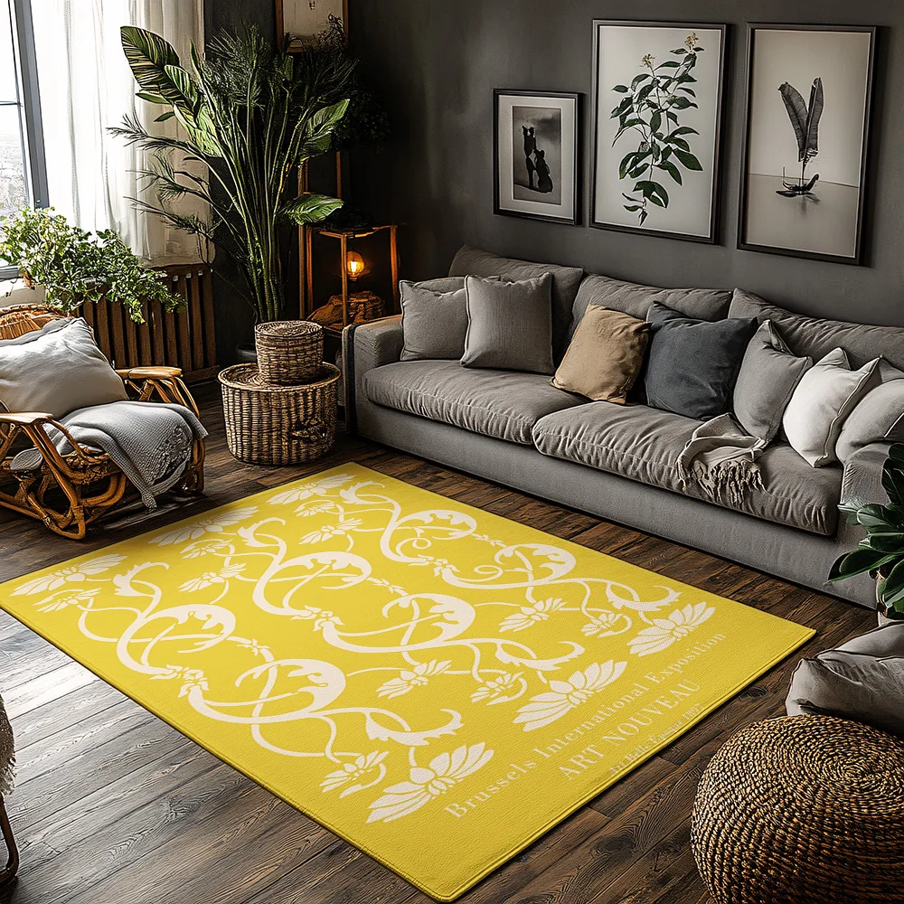 

Винтажный коврик из брюсселя, бельгийский художественный ковер в стиле модерна, античный дизайн, напольный коврик в восточном стиле, домашний декор, уникальный богемный плед Lu