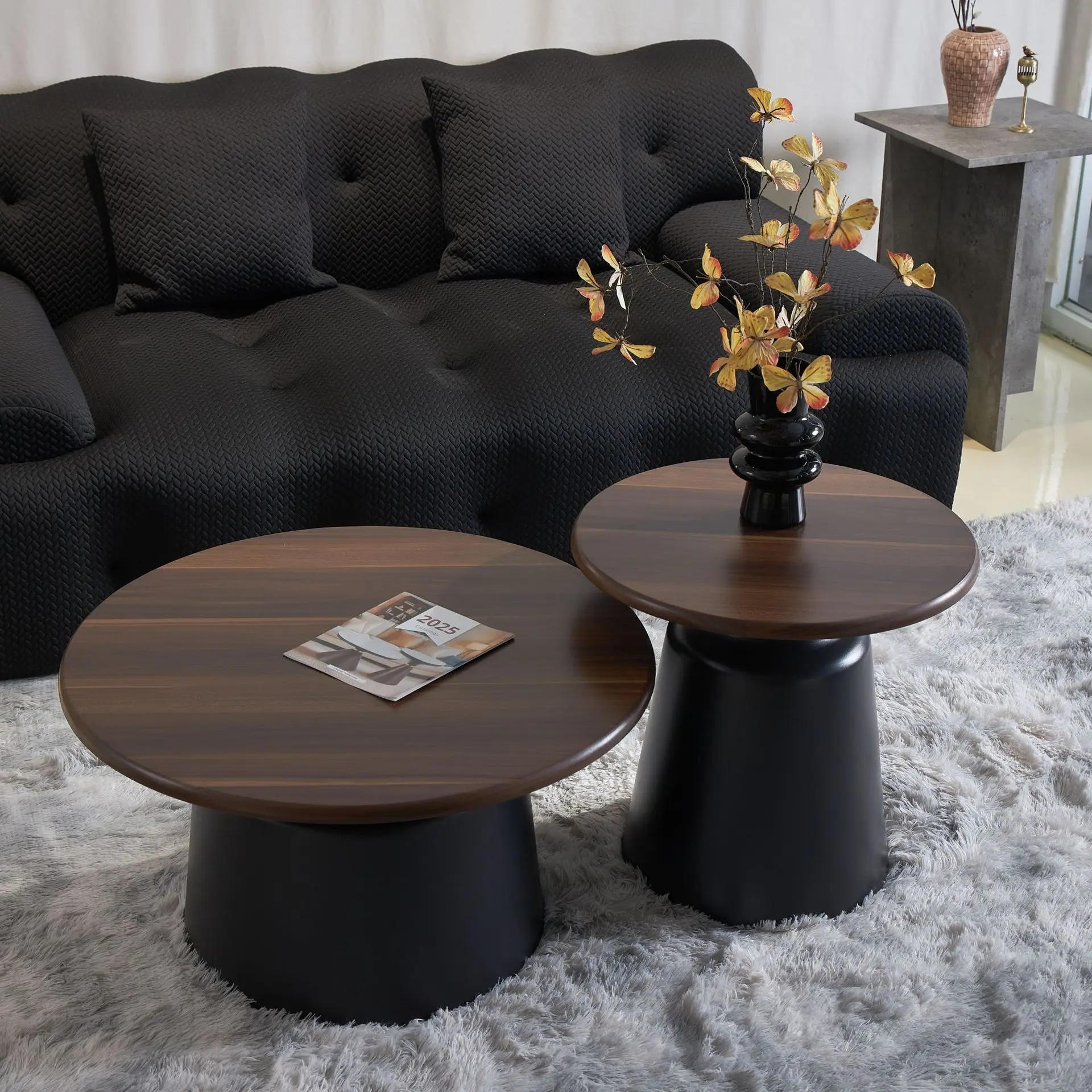 Customized Italian Style Coffee   and Sofa Combination Round Modern Simple Wrought Iron Coffee   for Small Apartment Liv
