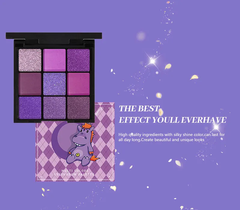 Luxuriöse Lila Lidschatten-Palette 9 Farben Matt und Schimmernd Violett Augen-Make-up für Rauchige oder Natürliche Looks Kosmetik – Detail 2