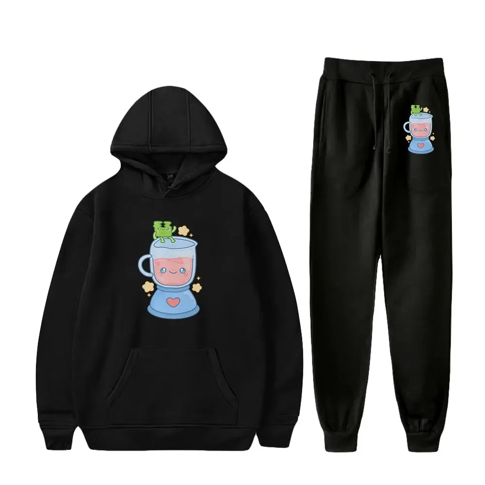 

Froggycrossing merch hoodie jogger calças duas peças conjunto moletom + moletom 2024 harajuku streetwear masculino feminino