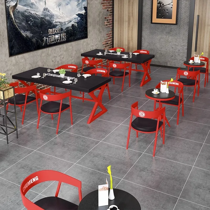 Bar Table and Chair Set Industrial Colorful Clear Club Furniture Commercial Milk Tea Shop Restaurant BBQ Supper Seating