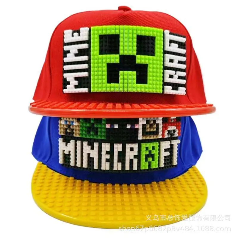 

Cartoon Patchwork Baseball Caps DIY Blocks Snapback Hats Hip Hop Hat for Men Women Detachable Pixels Dad Hats Cap Kids Adults