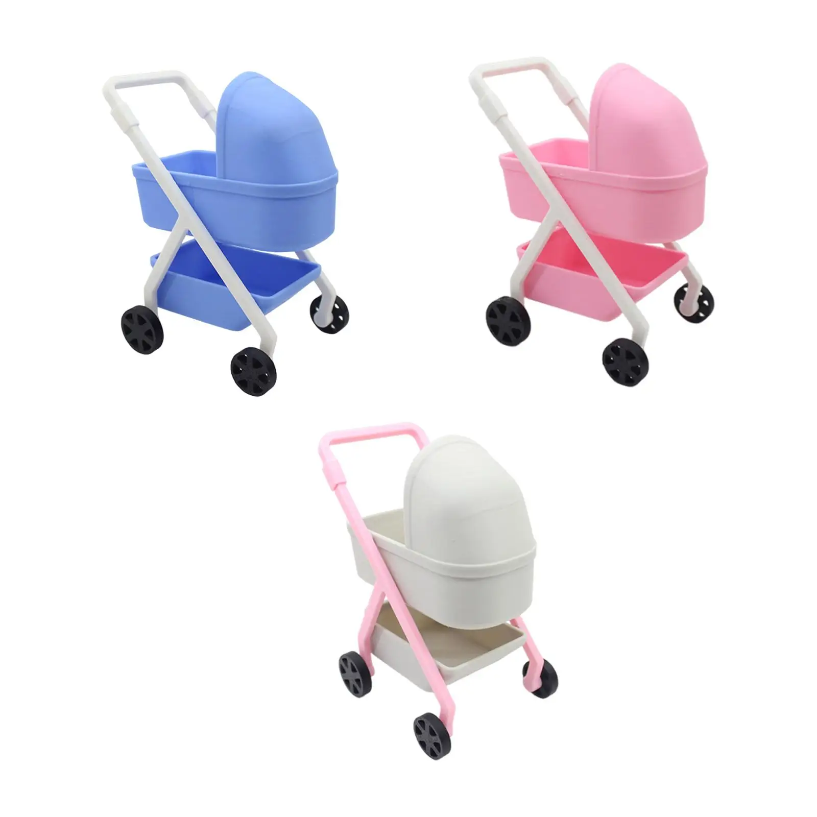 

1:12 Miniature Tiny Trolly Cart Furniture Handmade Realistic Doll Pram Pushchair Toy Dolls Crib Kids Gift Scene