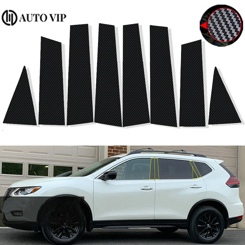 

8pcs Black Pillar Posts Car Door Window Pillar Posts Trim Covers Sticker Glossy Fit for Nissan X-Trail/Rogue T32 fibre 2014-2020