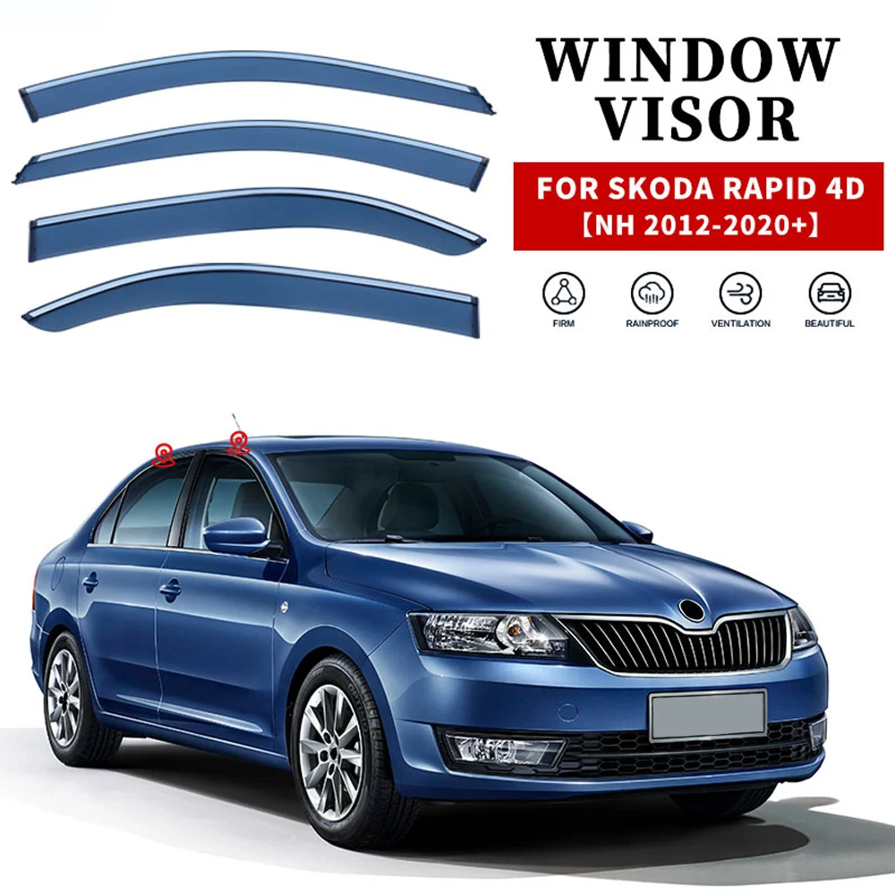 

Хромированные полоски, защита от дождя для Skoda Rapid Sedan 2012-2022, оконный козырек, ветровые дефлекторы, дверной козырек, вентиляционные шторы, вентиляционный козырек