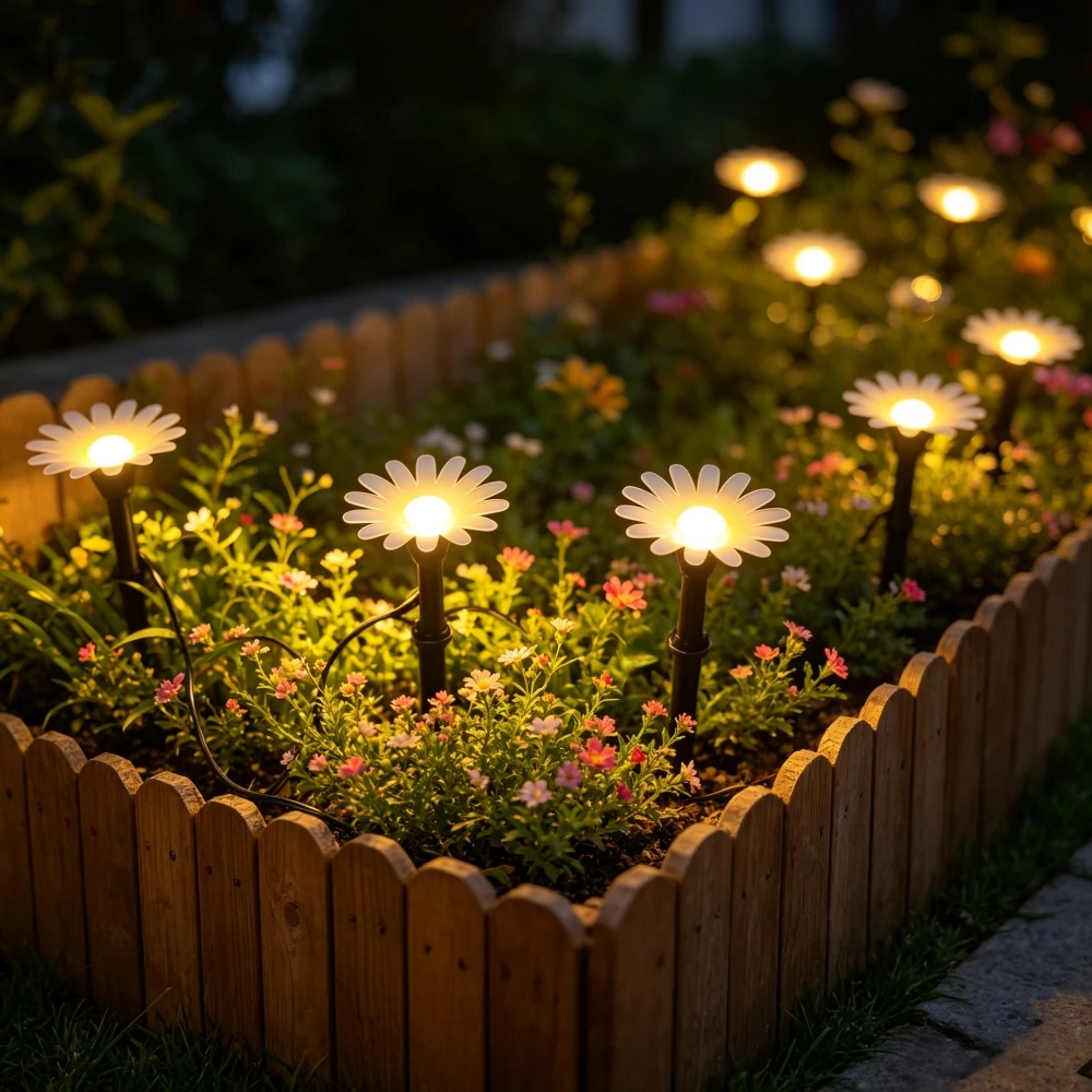Romantic String Lights Waterproof Solar LED Daisy Lights for Girl Bedroom Balcony Dorm Indoor Party and Festival Decoration