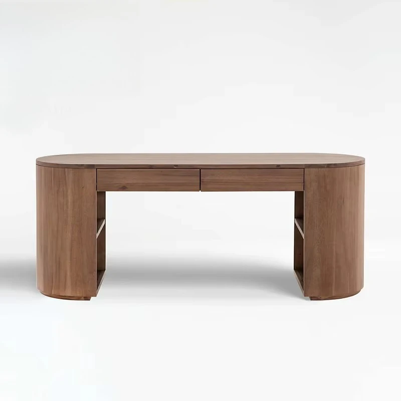 Office Solid Wood boss Computer Table Nordic Walnutl Wood Desk  Bedroom with Storage Drawers Vanity Desk for Makeup