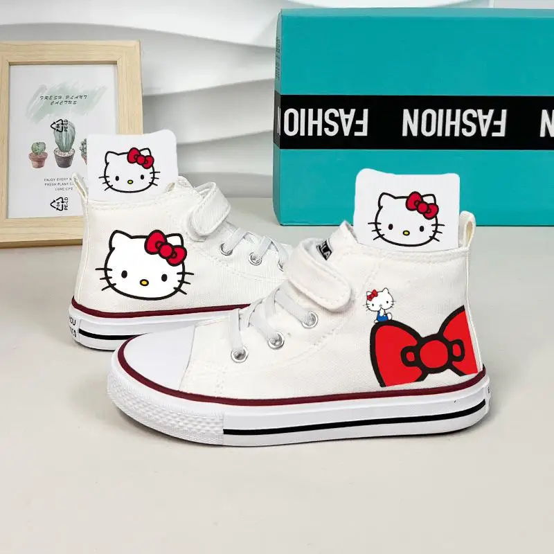 

Sanrio Girl Hello Kitty Casual Shoes Student Kawaii Gaobang Children Breathable The Spring and Autumn Annals Cartoon Canvas Shoe