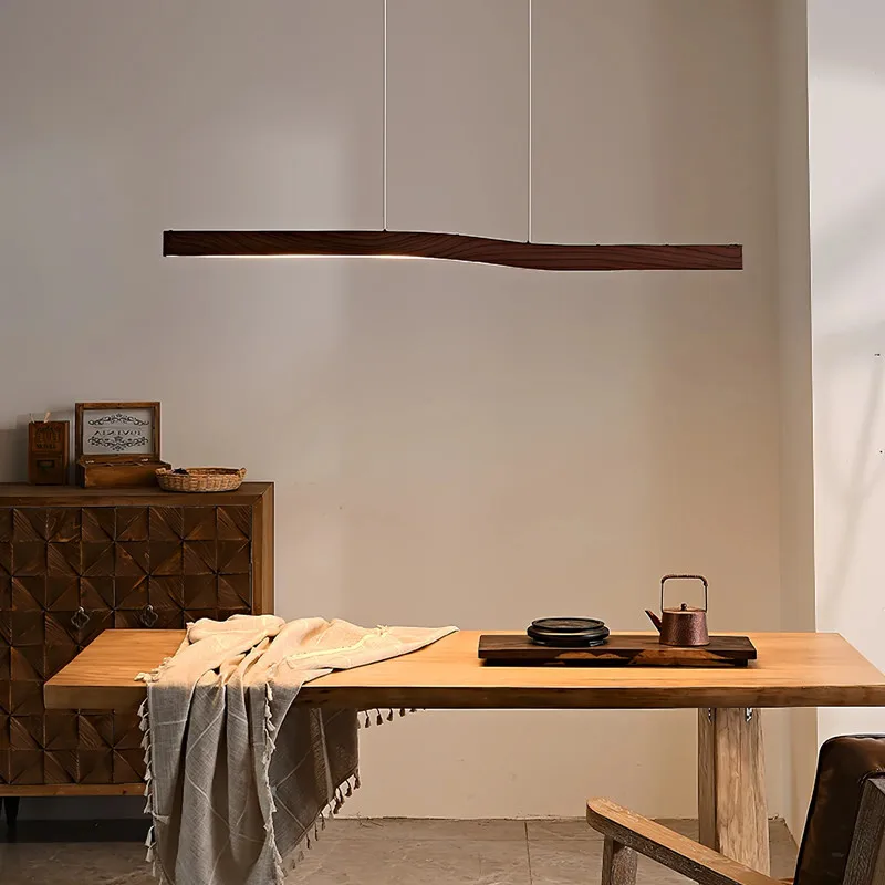 Imagem -02 - Camur Linear Pendant Light Réplica Japonesa Design Lâmpada Wabi-sabi Restaurante Long Strip Light Criativo Indoor Office Light