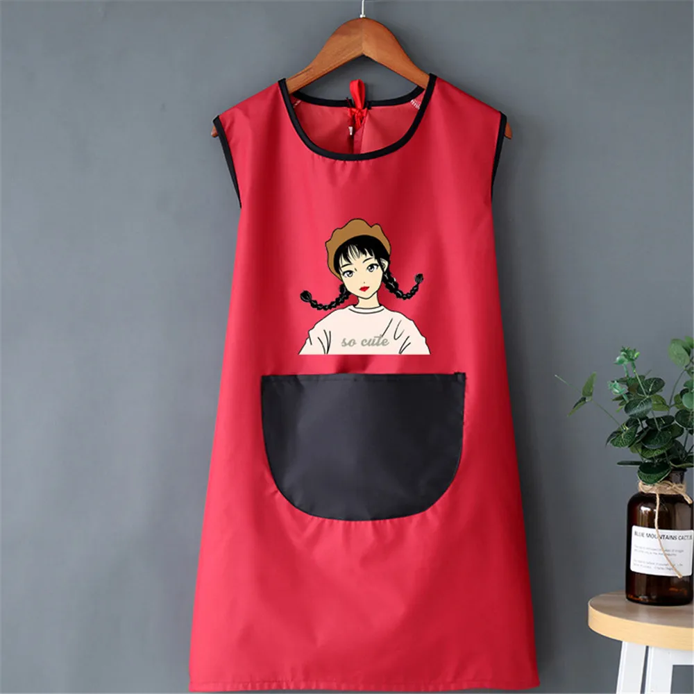 New Style Unisex Cooking Apron Household Cartoon Apron Chef Waiter Barbecue Hairdresser Adult Pocket Apron Kitchen Supplies