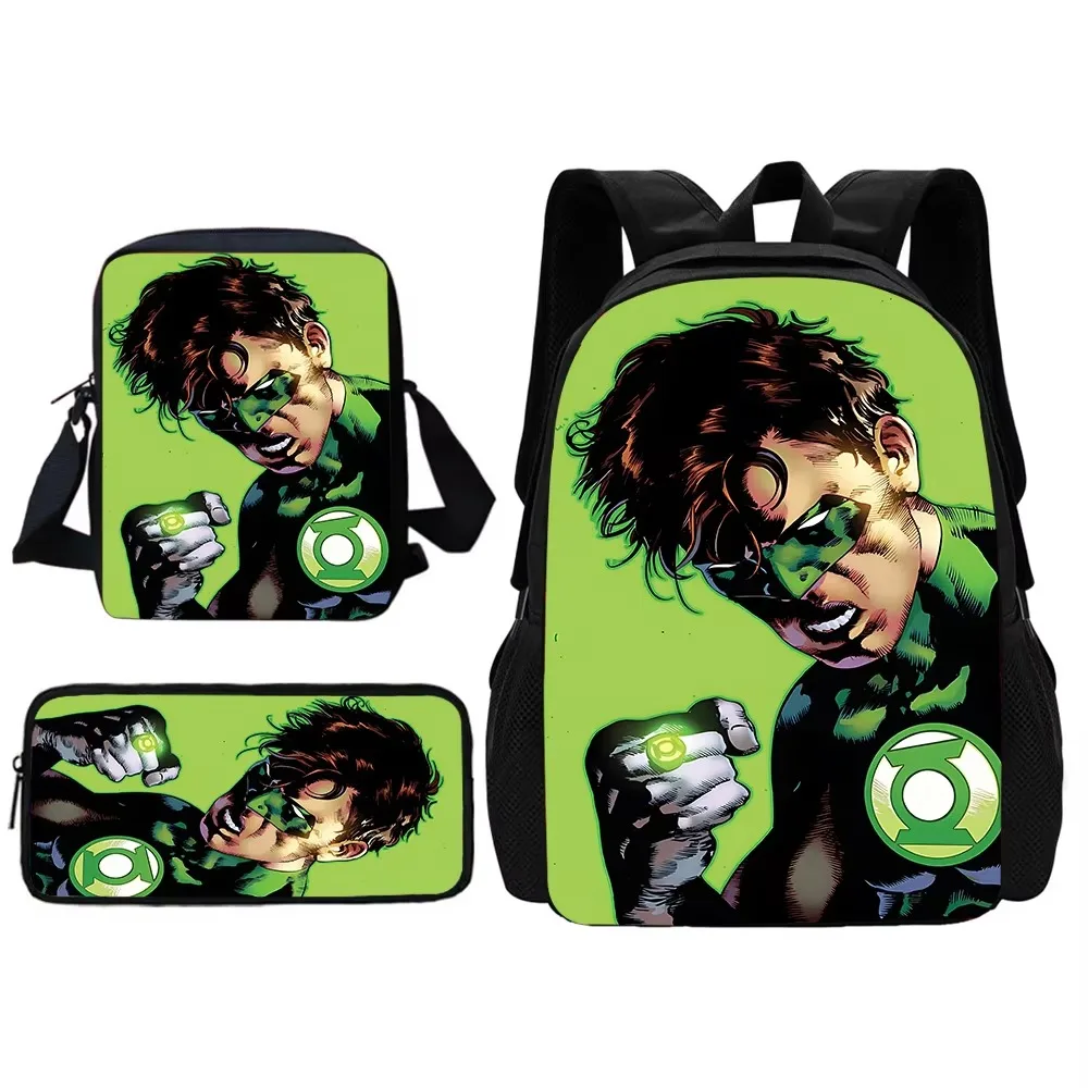 Green Lantern Child School Backpack With Shoulder Bag Pencil Bags School Bags for Boys Girls Best Gift