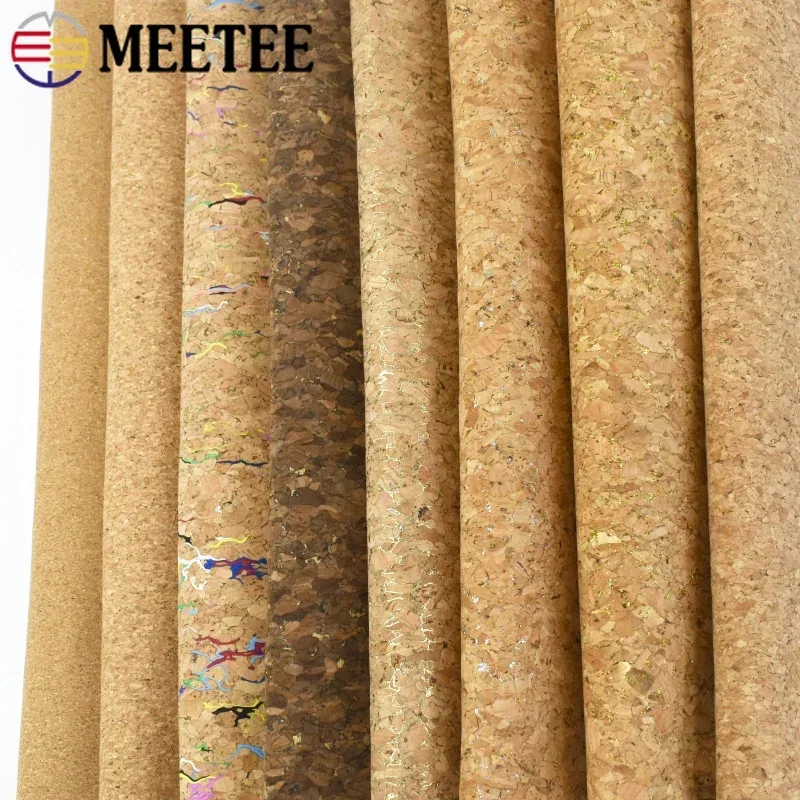 

Meetee 90x140cm 0.5mm Pure Natural Cork Leather Fabric Wood Grain Cloth Soft Material for Background Shoes Handbag Decor Crafts