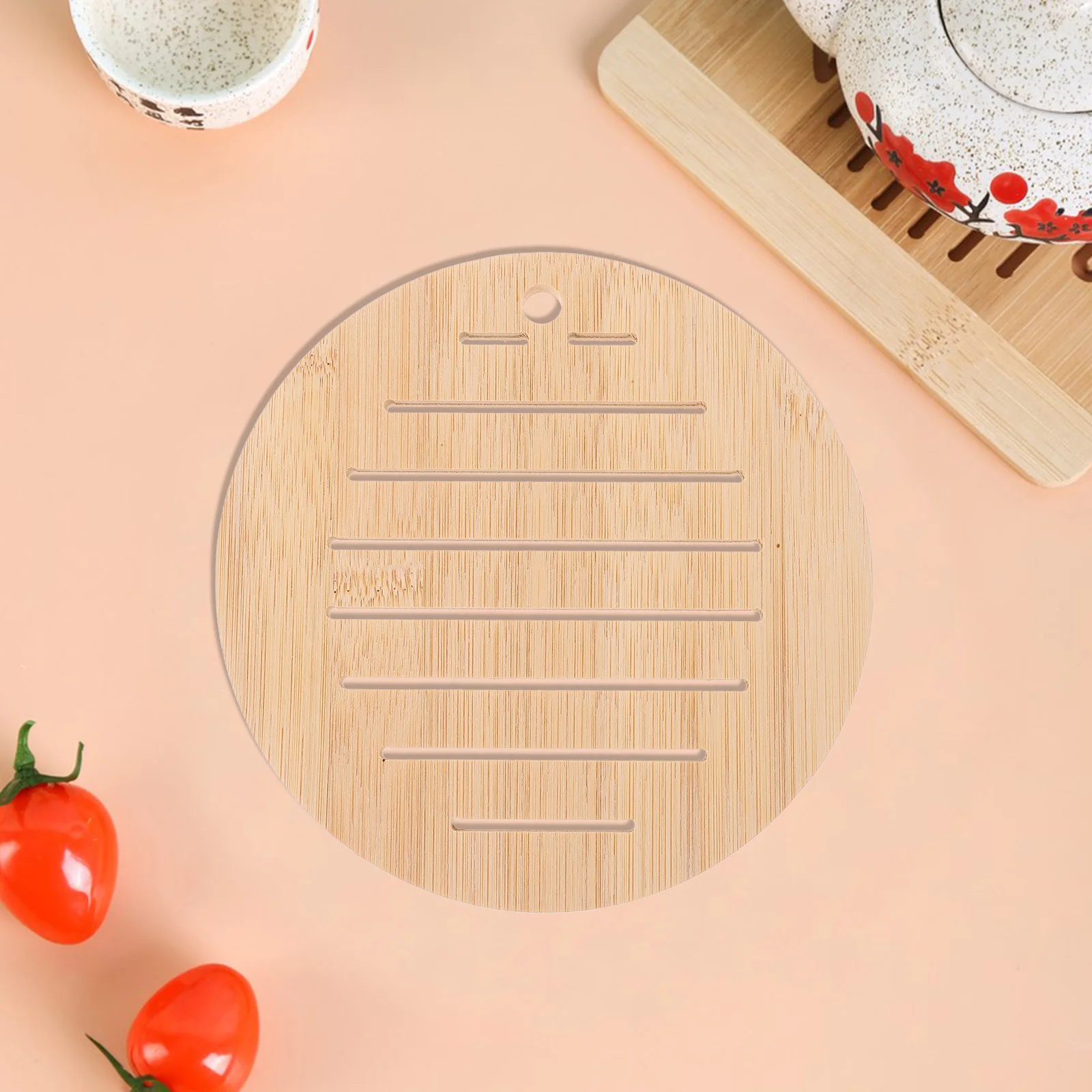 6pcs Anti-Slip Placemat Bamboo Coaster Heat Insulation Pot Cushion Rattan Woven Table Mat Rustic Dining Pad For Home