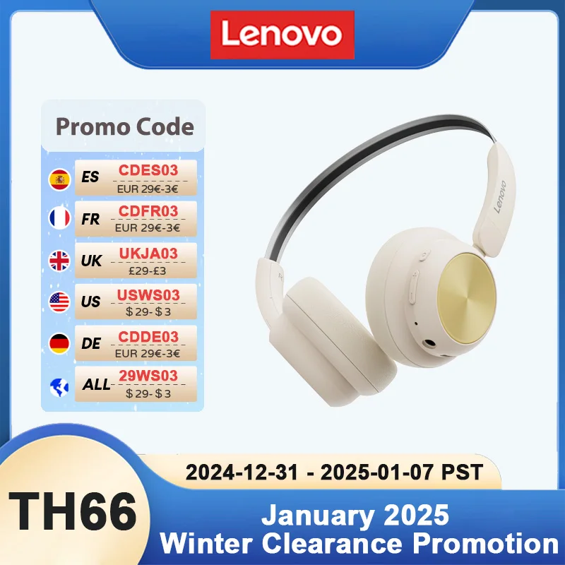 Choice New Lenovo Th66 Wireless Bluetooth 5.4 Headphones HD Lossless Sound Movie Mode Headset Trendy Accessories Earbuds