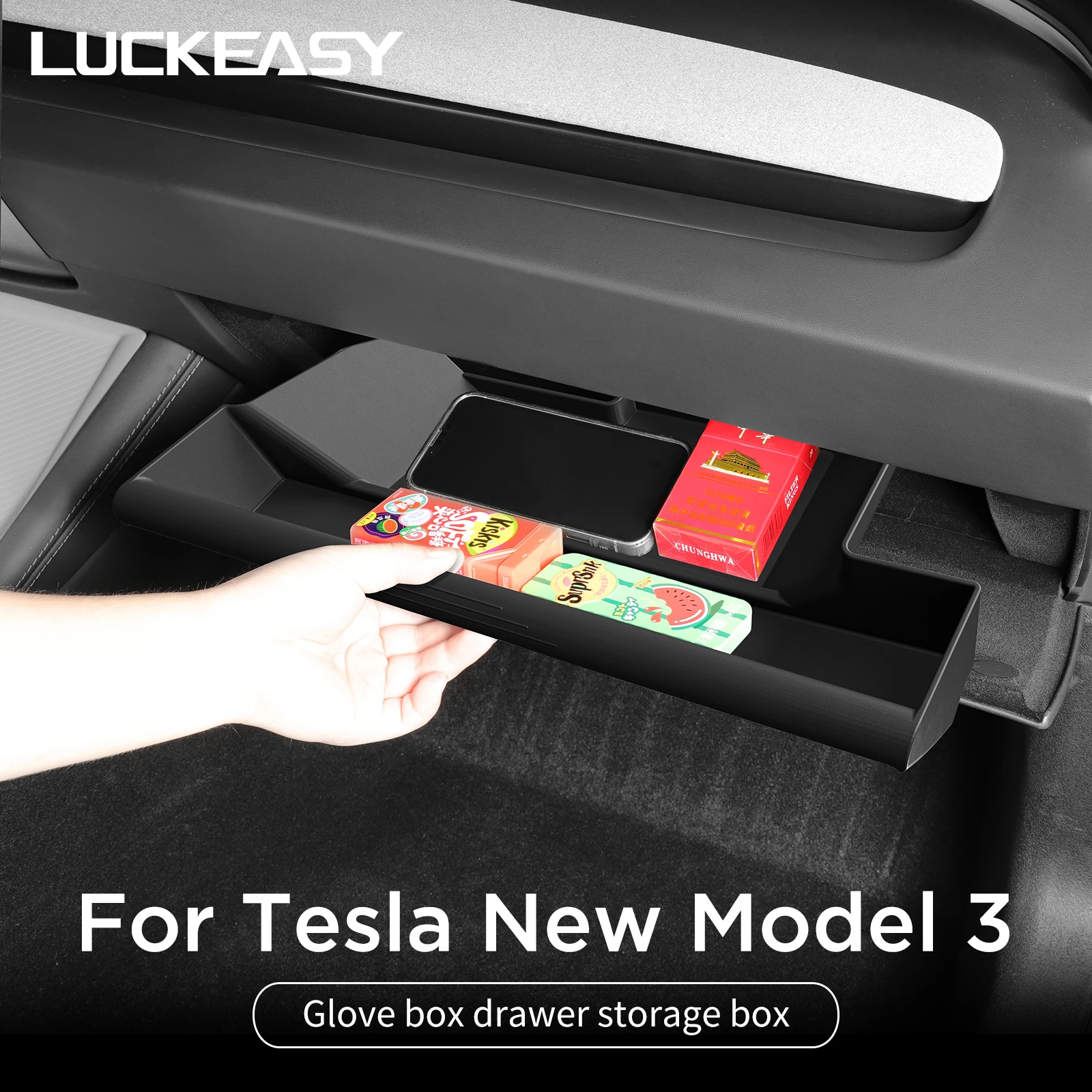 For Tesla Model 3 Highland Central Control Glove Box Storage Box Model3 2024 Car Storage Tray Stowing Organizer Car Accessories