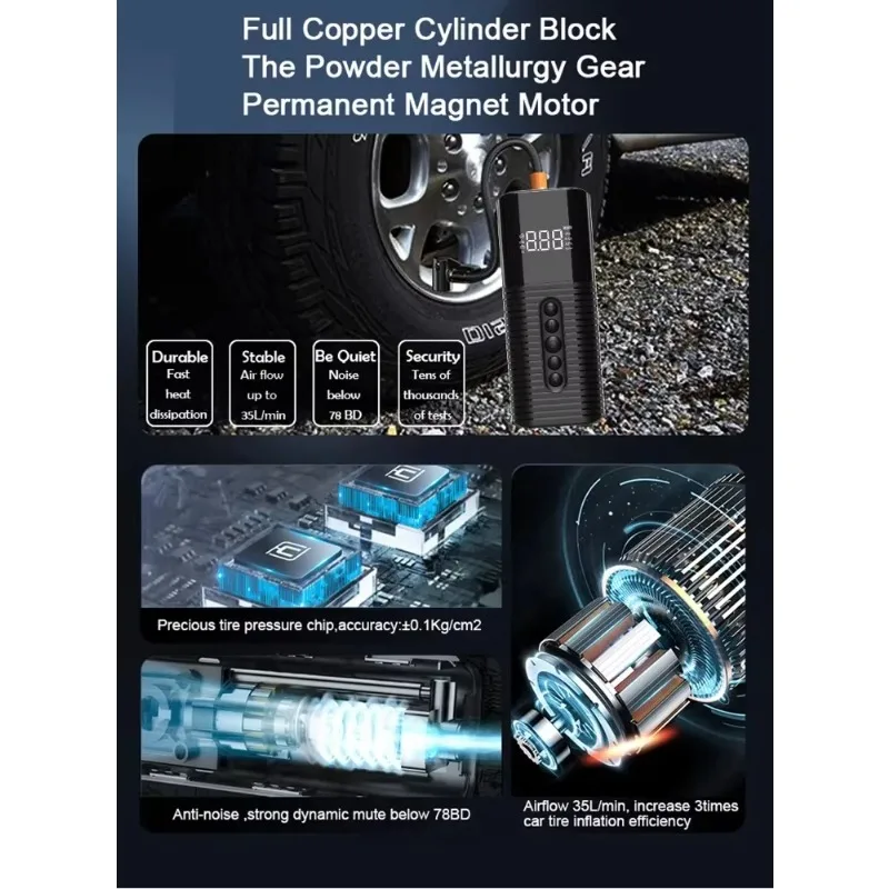 قوة قوية الرقمية تظهر مضخة الهواء إطار السيارة نفخ الهواء منفاخ الإطارات الرقمي مع مقياس الضغط