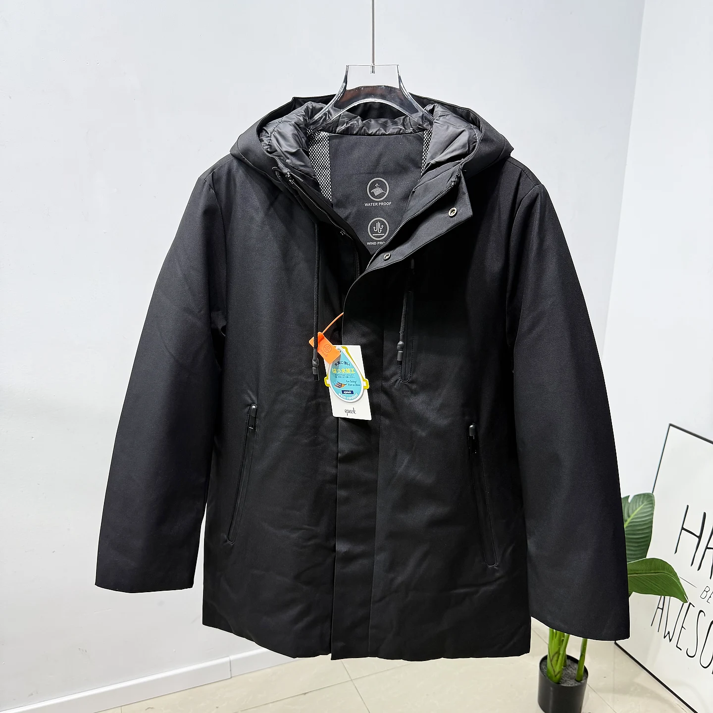 

Men's down Jaet 90 Du down High Fill Power Windproof Warm Mid-Length Hooded Polyester Fiber Outdoor Sports Commuting Sle