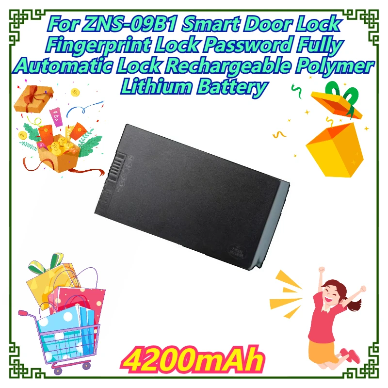 

4200mAh For ZNS-09B1 Smart Door Lock Fingerprint Lock Password Fully Automatic Lock Rechargeable Polymer Lithium Battery