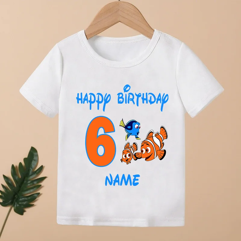 Finding Nemo Dory Fish Print Kids Clothes 1 2 3 4 5 6 7 8 9 Years Birthday Custom Name Boys Girls T shirt Baby Children T-Shirt - view 2