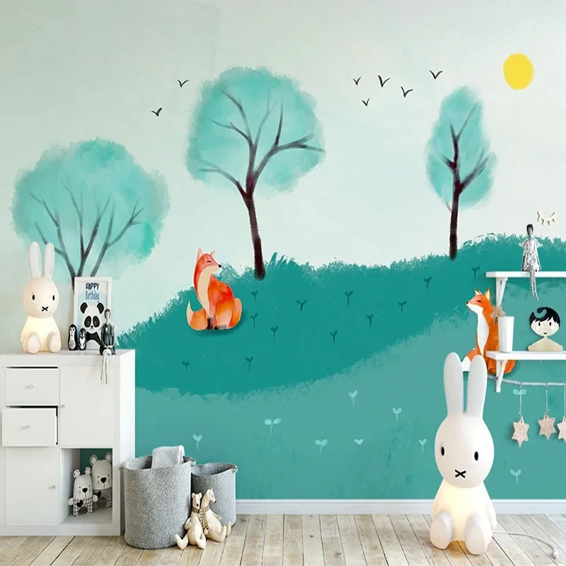 

Custom Mural Wallpaper Nordic 3D Hand-painted Woods Children's Room Living Room TV Background Wall Paper Papel De Parede Murals