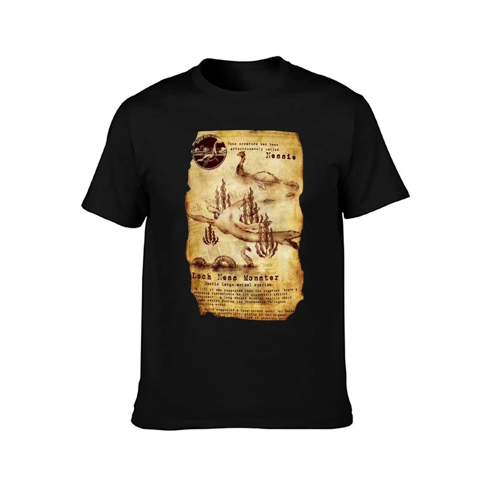 Cryptic Studies: Loch Ness Monster T-Shirt Casual Loose Short Sleeve Tee for Men T-Shirt