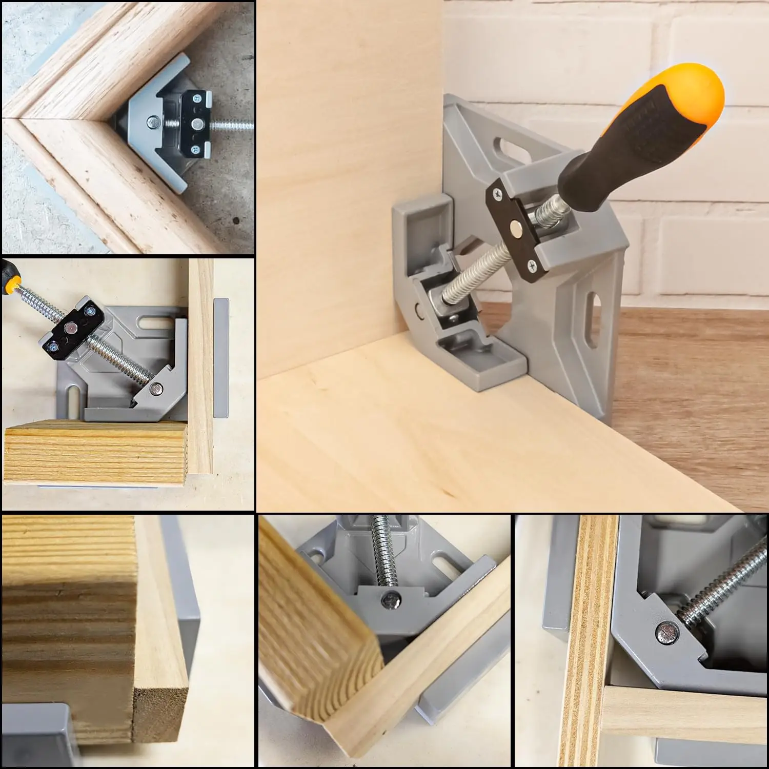 

90 Degree Right Angle Clip Clamp Single Handle Aluminum Alloy Corner Clamp For Woodworking Picture Frame Furniture Making