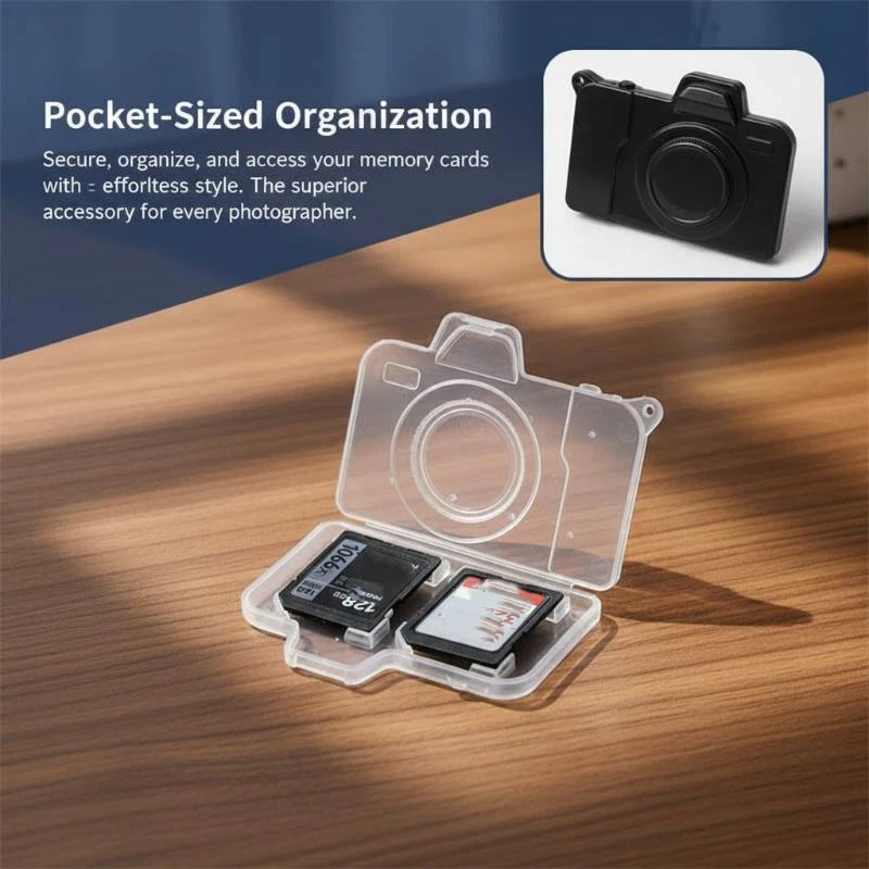 Camera Shaped Compact Card Holder Organizer Portable Camera Card Storage Case